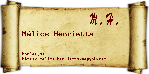 Málics Henrietta névjegykártya